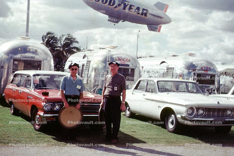 Airstream Trailer, Goodyear Blimp, Convention, Cars, vehicles, Plymouth Valiant, station wagon, January 1963, 1960s