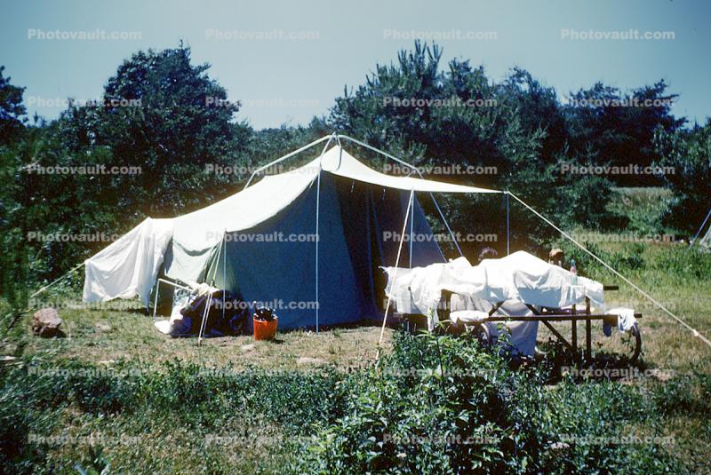 Tent, Campsite, Sunny, Summer, June 1963, 1960s