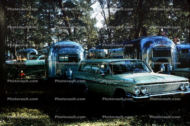 Station Wagon, Airstream Trailer, Chevy Impala, July 1964, 1960s