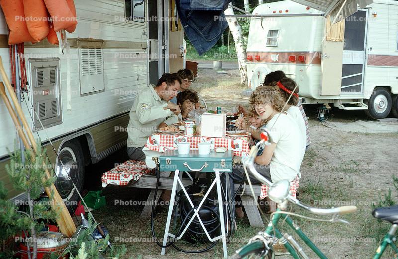 Family eating at Picnic Table, 1970s