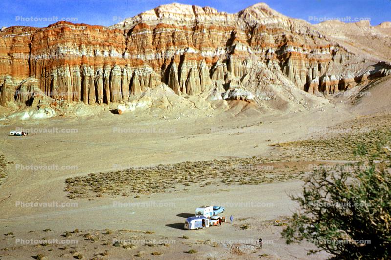 Erosion Layers, Airstream Trailer, Chevy, Chevrolet, Red Rock Canyon State Park, March 1959, 1950s