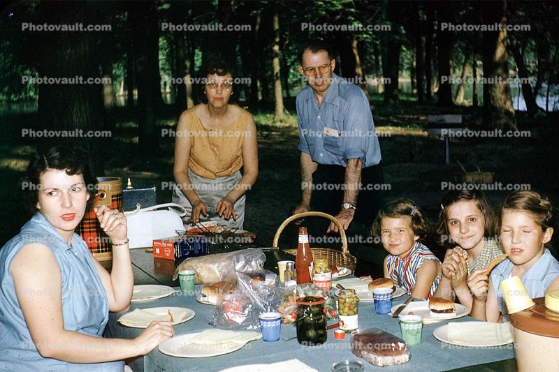 Eating Dinner, Girls, Table, Akron Ohio, 1950s
