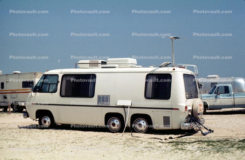 Recreational Vehicle RV, Trailer Camping, Daytona Beach, Florida, April 1976, 1970s