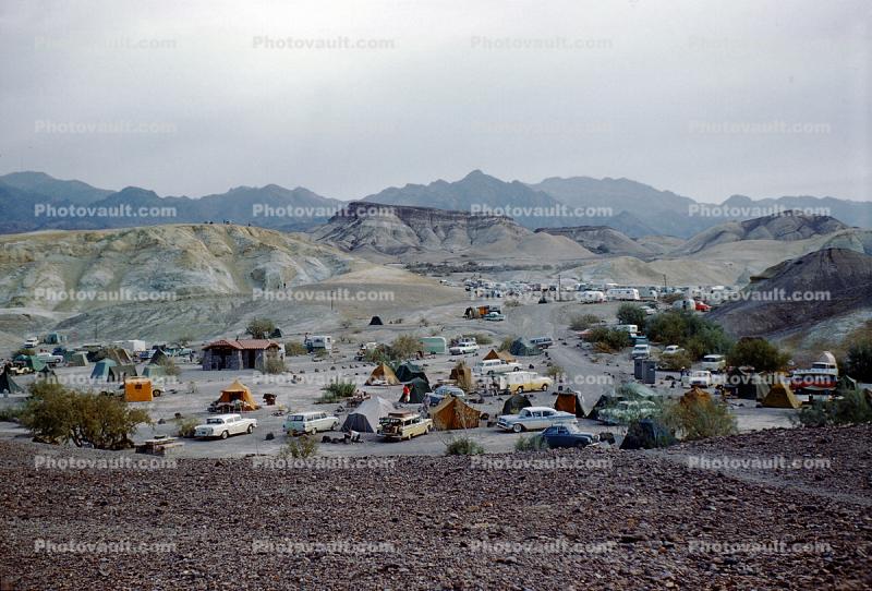 Camp Site, Tents, Cars, Southern California, 1950s