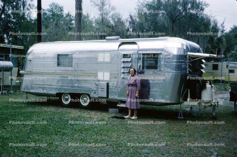 1960 Streamline Countess 26 foot trailer, woman, 1960s