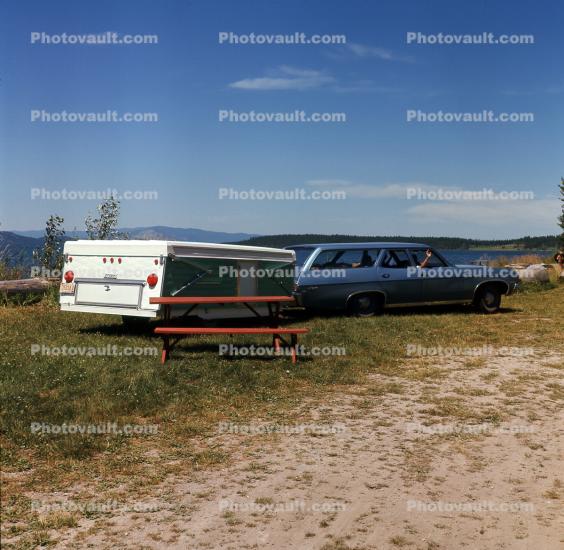 Steury Pop-Up Camper, Trailer, Chevy Station Wagon
