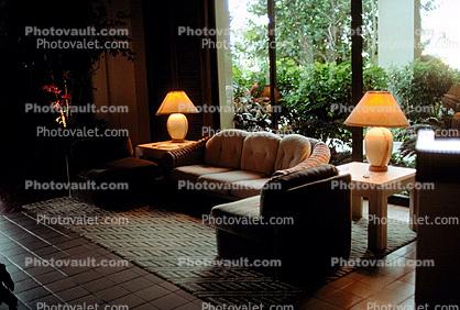 Sofa, Lamps, Chairs, Rug, Lobby