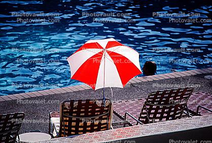 Parasol, Umbrella, Empty Lounge Chairs
