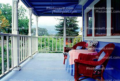 Porch, Chairs, Table, Flowers, Balcony