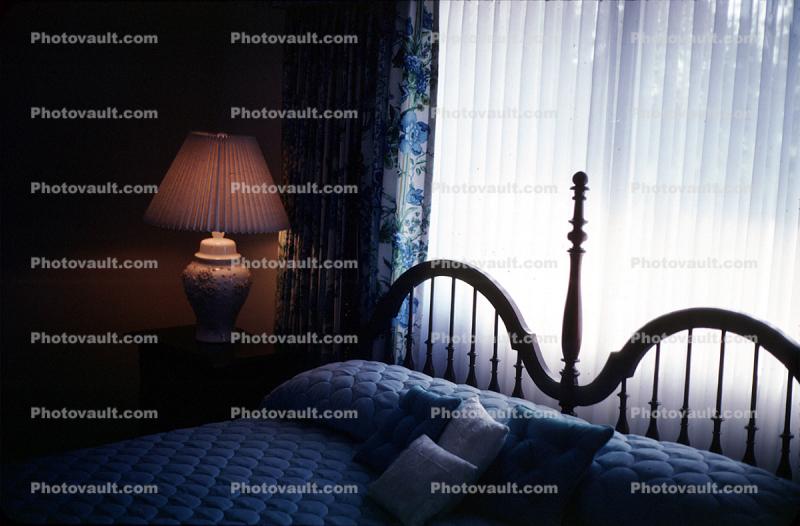 Lamp, bed, curtains