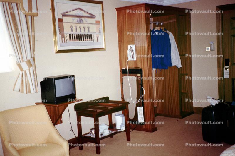 Room, Chairs, Television, Closet, Wall, Drapes, Iron, 1960s