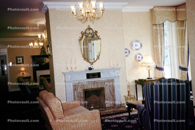 Lobby, Chairs, Fireplace, Mirror, Chandelier, Inside, Interior