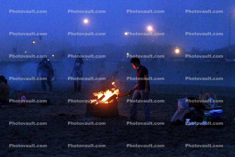 evening at Ocean-Beach in San Francisco, campfire
