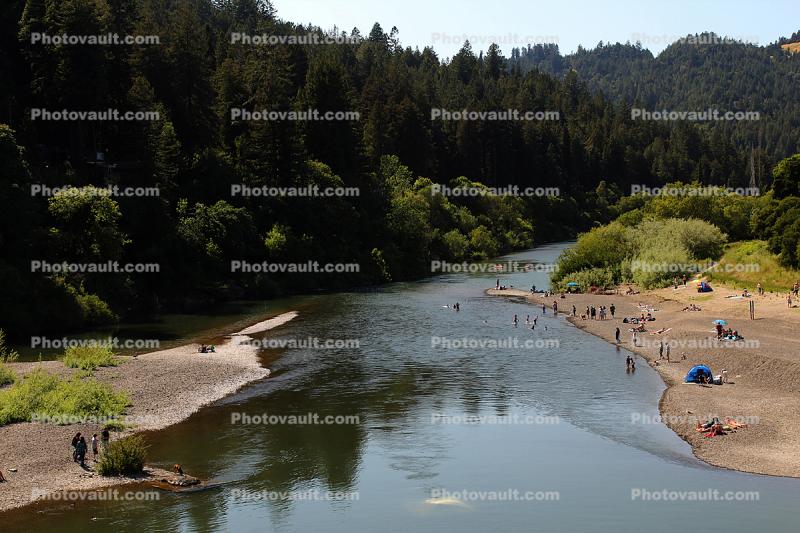 Beach, Trees, Summertime, Russian River, Monte Rio, Sonoma County, California