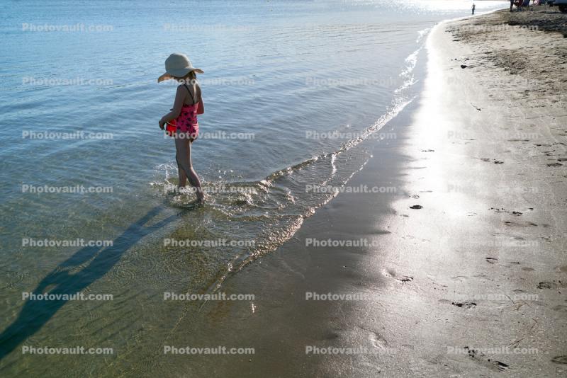 Girl Wading in Water, Lawsons Landing, Dillon Beach, Marin County