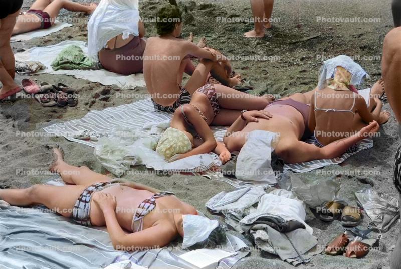 Sunbathing People on a Beach in Sochi