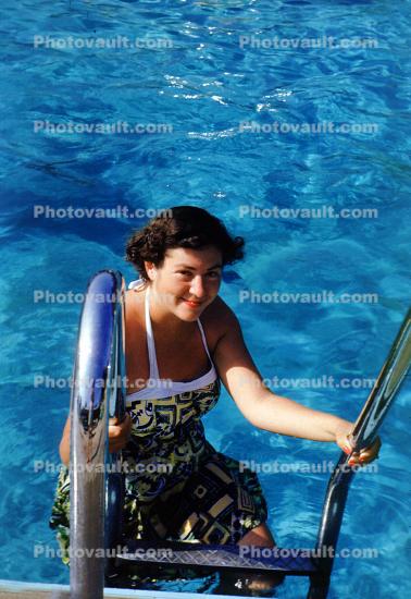 Woman, Swimming Pool, Ojai California, Ventura County, 1949, 1940s