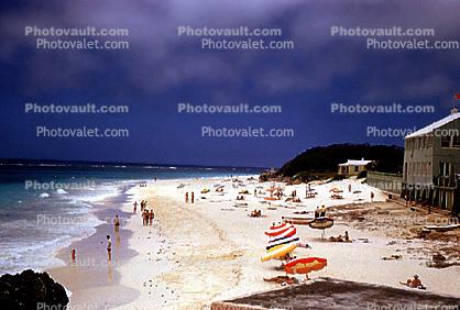 Beach, Sand, Ocean, Parasol, Sandy, Paget Bermuda, 1950s