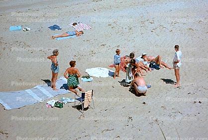 Beach, Sand, Towels, Chair, Cape Cod Massachusetts, August 1962, 1960s