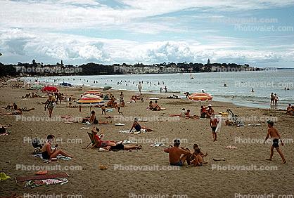Beach, Sand, Ocean, Auckland, New Zealand, 1968, 1960s