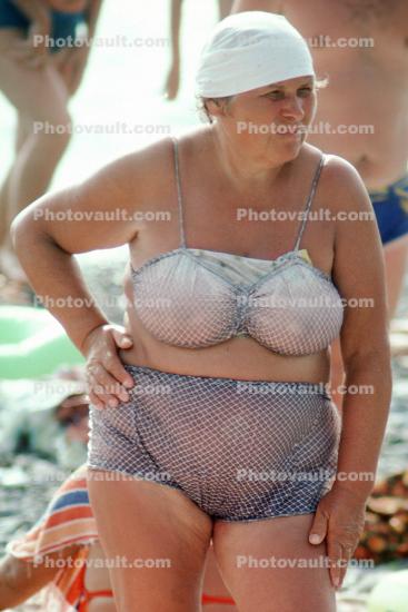 Overweight Lady on the Beach, 1980s