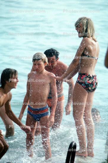 Kids splashing, Black Sea, Sochi Russia, 1980s
