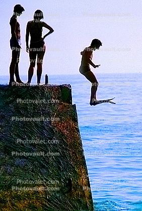 Jumping with swim fins, Sochi Russia, 1980s