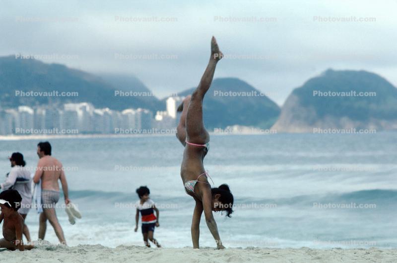 Lady doing a Handstand, Copacabana Beach, Rio de Janeiro