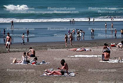 Beach, Sand, Waves, Pacific Ocean, April 1985, 1980s