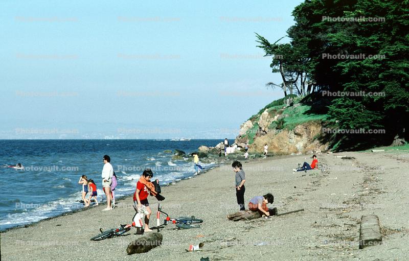 Beach, hills, bay, Coyote Point Recreation Area, San Mateo