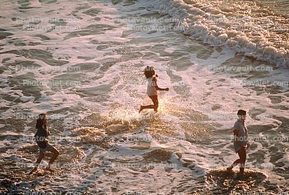 Ocean-Beach, beach, sand, ocean, people running, playing, splash