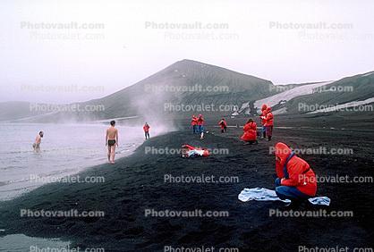 Swimming, Black Sand, Beach, Hot Springs, volcanic, Deception Island, Antarctica