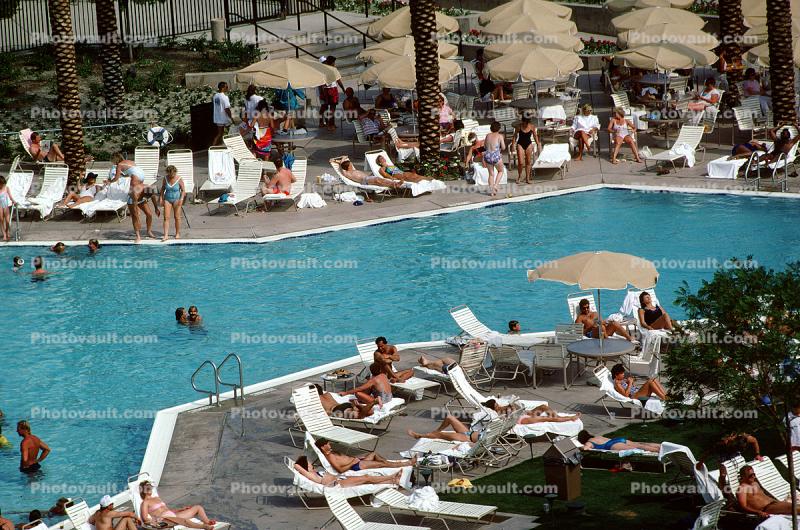 Crowds Lounging at a Swimming Pool, Lounge Chairs