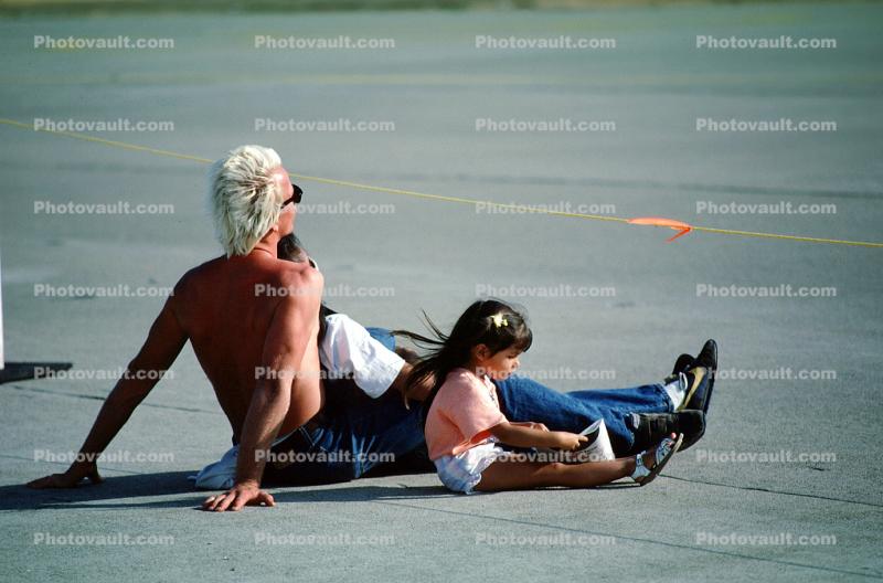 People Sunning, Father, Daughter, Wind