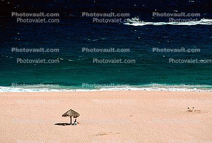 Beach, Pacific Ocean, sand, Lone Parasol
