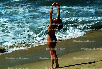 Woman on a Beach, Pacific Ocean, sand, water