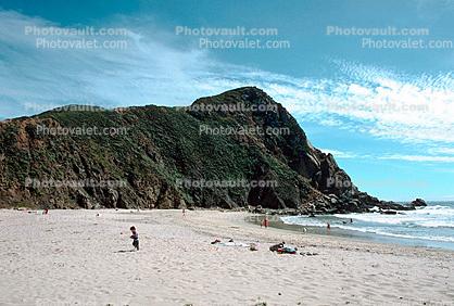 Empty Beach, Child, Waves, Sand, Clouds, Sun Worshippers