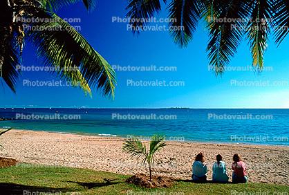 Beach, Ocean, Peaceful, Idyllic Beach, Sand, Water, Women Sitting, Noumea New Caledonia, Equanimity