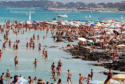 Beach, Crowds, Stintino, Sardinia, Italy