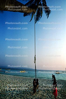 Children on a Rope Swing, Beach, Baracay