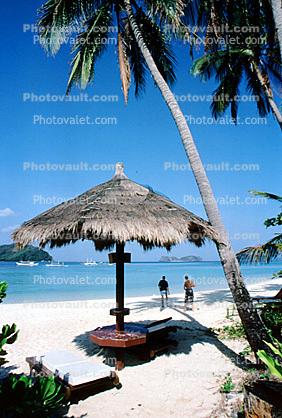Parasol Hut on the Beach, Palm Trees, Baracay