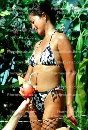 Bikini Lady with Fruit Cocktail, El Nido, Palawan, Philippines