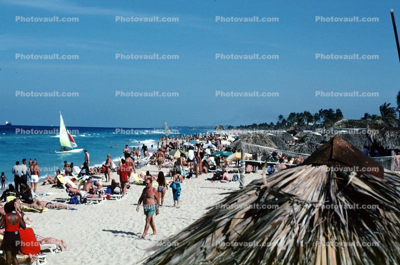crowds, crowded, beach, sand, Santa Maria Del Mar, Cuba