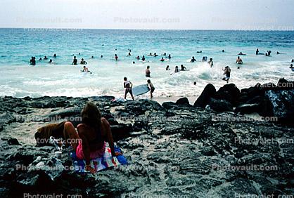 crowds, crowded, beach, Ocean, Water, North Kona Coast, Hawaii