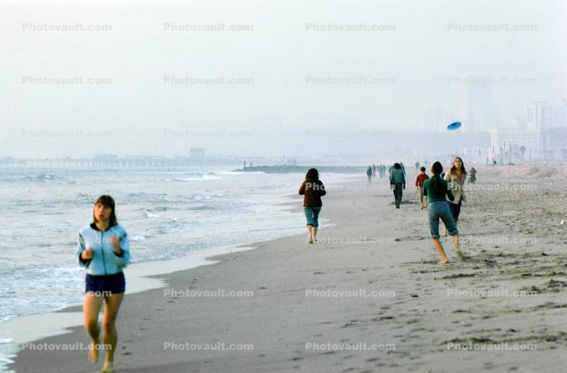 Beach, Pacific Ocean, Sand, Cityscape, Santa Monica, 1977