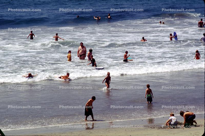 Crowded Beach, Waves, Pacific Ocean, summer, Sand, Shoreline, Del Mar
