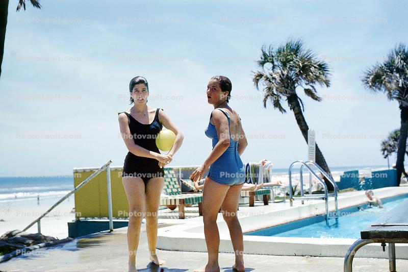 Women standing by the Pool, 1960s