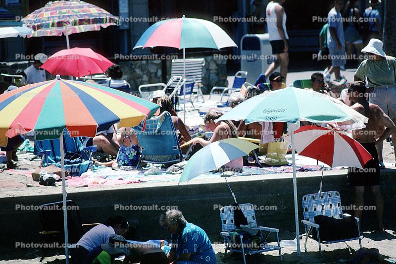 Sun Worshippers, Beach, Parasol, Sunny Day, Umbrella, Avalon