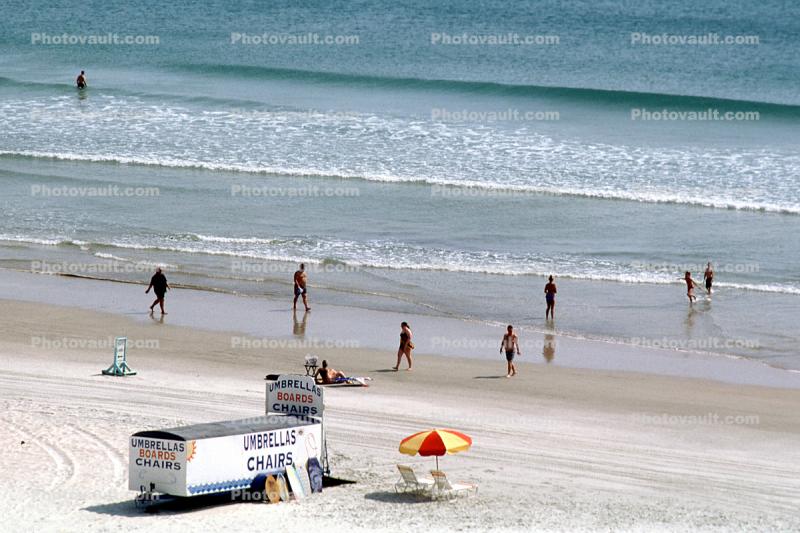 umbrella, lounge chairs, beach and sand, Umbrellas, Atlantic Ocean