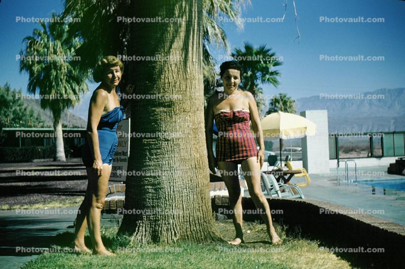 Two Lady Friends, Poolside, 1950s